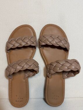 a new day Taupe Braided Double-Strap Slide Sandals